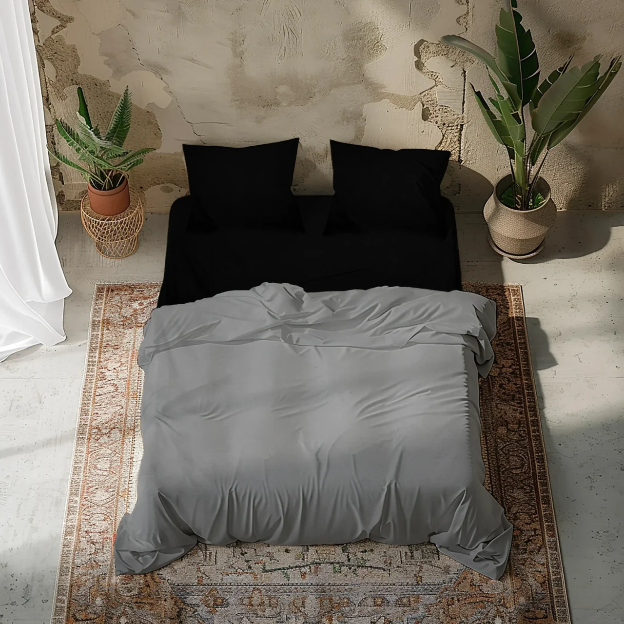 Σετ σεντόνια 4τμχ υπέρδιπλα 240x270-180x200+35 Βαμβακερά 100% μονόχρωμα 007446011Χ80-84 - Image 4