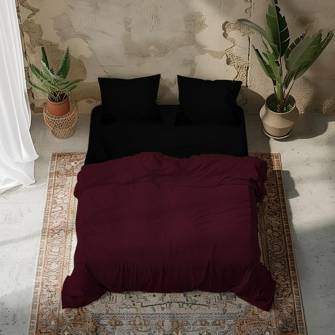 Σετ σεντόνια 4τμχ υπέρδιπλα 240x270-180x200+35 Βαμβακερά 100% μονόχρωμα 007446011Χ80-84 - Image 5